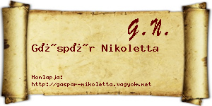 Gáspár Nikoletta névjegykártya